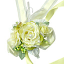 Seda Amarilla Elegante De La Boda De Gasa Rosa Con Decoraci�n / Flor De Mu�eca De Novia (0797-sim117)