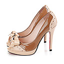 Patente Parte Superior De Cuero Zapatos De Tac�n Peep-toes Con El Zapato Bowknot La Moda (0985-hg214)