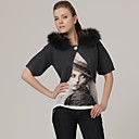 Gris Lapin Les Cheveux Courts De Plein Air Boutons Manches Chandail � Capuchon / Chandails Des Femmes (ff-b-0736737)