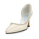 Satin Haut Talon Mi-ferm� Orteils Avec Des Chaussures De Mariage Strass Mari�e (aj8101)
