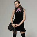 Sp�ciale Fleurs � La Main Ourlet Robe Sans Manches / Robes De Femmes (noir) (ff-a-bk0997009)