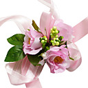 Seda Rosa Elegante De La Boda De Gasa Rosa Con Decoraci�n / Flor De Mu�eca De Novia (0797-sim114)