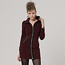 Vin Design � Col Roul� � Manches Longues Zip Robe / Robes De Femmes (ff-d-bk0736013)
