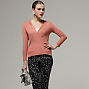 D�collet� En V Orange � Manches Longues Pull / Femmes Chandails (ff-b-bk1058003)