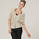 Beige Perl� Cardigan � Manches Courtes Col V / Femmes Cardigans (ff-b-0736710)
