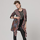Rayures Rouges Multicolores Volant Long Cardigan Manches / Chandails Des Femmes (ff-c-bk0736038)