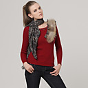 Plumas Vino Cuentas Cuello Redondo Mangas Largas Con Su�ter Bufanda / Su�teres De Las Mujeres (ss-c-bk0736023)
