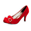 Ante Los Tacones Altos Superior Cerrado De Los Pies Con Zapatos De Moda La Imitaci�n De Plumas (0987-d4611)