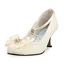 Satin Haut Talon Mi-ferm� Orteils Avec Des Chaussures En Satin De Mari�e Mariage Fleur (aj8950)