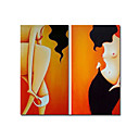 Estirada De 2 Pc Pintura Abstracta Hecha A Mano Set (0192-ycf103785)
