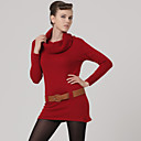 Rouge Manches Longues � Col Cagoule Avec Robe Pull Ceinture / Robes Pull Femme (ff-c-bk0736005)