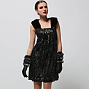 Del Cord�n Del Pelo De Conejo Decoradas Escote Vestido Sin Mangas Impresos / Vestidos De Las Mujeres (gris) (ss-a-bk0997004)