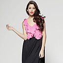Volantes De Manga Corta Cuello Redondo Camiseta / Mujer Camisetas (ff-8502be002-0851)