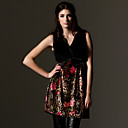 Pelo Del Conejo V Impresa Mangas Vestido De Escote / Vestidos De Las Mujeres (ss-f-bl0736004)