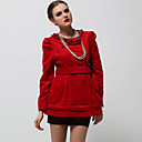 Volant D�collet� Manteau Ceintur� � Manches Longues / Manteaux De Femmes (rouge) (ff-a-bk0997017)