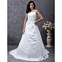 Une Ligne Scoop-cour Satin Taffetas Train Perlage Robe De Mari�e (wsm0387)