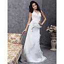 Gaine / Colonne Halter-parole Col En V Tra�ne Courte Satin Organza Robe De Mari�e (hsx283)