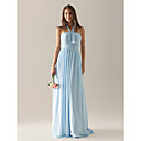 Sheath/ Column Halter Floor-length Chiffon Over Elastic Satin Bridesmaid/ Wedding Party Dress