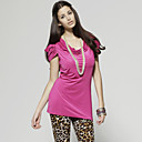 Expos�s �paule Manches Pliss�es Plafond Drap� T-shirt Col Chemin�e / Femmes T-shirts (ff-8502bf003-0851)