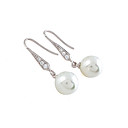 Platino Hermosa Plateado Zirconia Cz C�bicos Y Pendientes De Perlas De Imitaci�n (0801-01030-02)