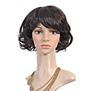 Capless Hauteur Du Menton Qualit� Nature Synth�tique De Haute Regard Noir Perruque Cheveux Bruns Boucl�s (0463-lpp495)
