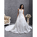 Licol Une Ligne De Train Chapelle Satin Taffetas Robe De Mari�e (wsm0461)