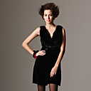 Pelo De Conejo De Cuentas Vestido Sin Mangas Escote V / Vestidos De Las Mujeres (ss-f-bl0736006)