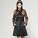 Leopardo De Mangas Largas De Solapa Con El Escudo Del Cintur�n Trinchera / Outerwears Mujeres (ff-h-ca2013004)
