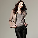 Cha�nes De Style Classique D�cor�e Long Manteau Manches Encolure En V / Outerwears Femmes (ff-d-bl0736009)