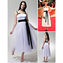 Jessica Lowndes A-ligne Bretelles Spaghetti Emmy Tulle Th� Longueur Robe De Soir�e / (fsd0368)