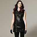 Mangas De Palangre De Solapa En Diagonal Chaleco Motercycle Cremallera / Chaquetas De Las Mujeres (ss-d-bl0736008)