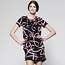 100% Soie Imprim� Avec Ceinture Robe / Robes De Femmes (ff-b-bl0736304)