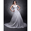 Licol Une Ligne Taffetas Chapelle Train Satin Volants Robe De Mari�e (wsm0390)