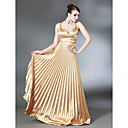 Une Ligne-de-chauss�e V-cou-longueur �lastique Robe De Soir�e En Satin Tiss�s (hsx343)