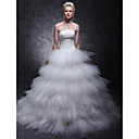 Tulle Over Satin Ball Gown Sweep/ Brush Train Tiered Wedding Dress inspired by Mandy Moore in License to Wed