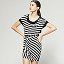 Irregualr Rayures Manches Courtes Robe D�collet� Rond / Robes De Femmes (ff-d-ca1275016)