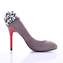 Ante Los Tacones Altos Superior Cerrado De Los Pies Con Zapatos De Moda La Imitaci�n De La Perla (0985-hg053-2)