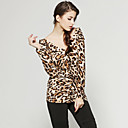 Motifs L�opard Recueillies Manches Longues T-shirt � La Palangre / Femmes T-shirts (ff-d-bl0736704)
