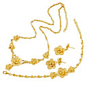 La Moda De Bronce Con Oro 18k Conjunto Joyas Enchapadas, Incluyendo Collares, Aretes, Pulsera (0801-hy00606-01)