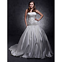 Robe De Bal Sans Bretelles Chapelle Train Satin Robe De Mariage Avec Criss-cross Corsage (wsm04461)
