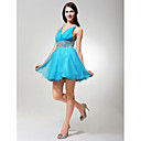Robe De Cocktail - A Ligne - Col En V - Mini Robe En Satin Organza (fsm04560)