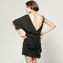 Coton / Robe Drap�e Asym�trique D�collet� En V / Femmes �robes (ff-1802bf024-0853)