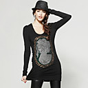 Retrato De Cuentas Mangas Largas Palangre Camiseta Y Mujeres De La T-shirts (ss-d-bl0736708)
