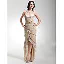 Gaine / Colonne Halter Asym�trique En Satin De Soie �lastique Comme Le Soir-robe En Dentelle (hsx248)