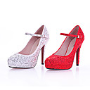Sat�n Tacones Superior Cerrado Dedos De Los Pies Con Cientos De Zapatos De Moda Diamantes De Imitaci�n (0985-hg026-7)