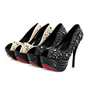 Satinado Superior Zapatos De Tac�n Peep-toes Con El Zapato De Diamante De Imitaci�n De La Moda (0987-d4972)