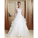 A-ligne Bretelles Festonn� Tranchant Robe D�collet� Organza Rez-longueur (w90920)