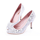 Piel De Oveja De Alta Talones Superior Cerrado De Los Pies Con Zapatos De Diamante De Imitaci�n De La Moda (0985-hk052-1)