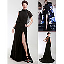 Angelina Jolie Gaine / Colonne Cou Balayage Haute / Train Brosse Robe De Soir�e En Mousseline De Soie (fsm04272)
