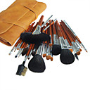 Nouveau 24 Pcs Pinceau De Maquillage Gris En Laine Avec Mallette Brune Libre (0517-001)
